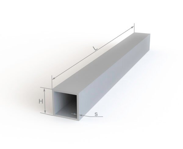 Kvadratinis aliuminio vamzdis, matmenys